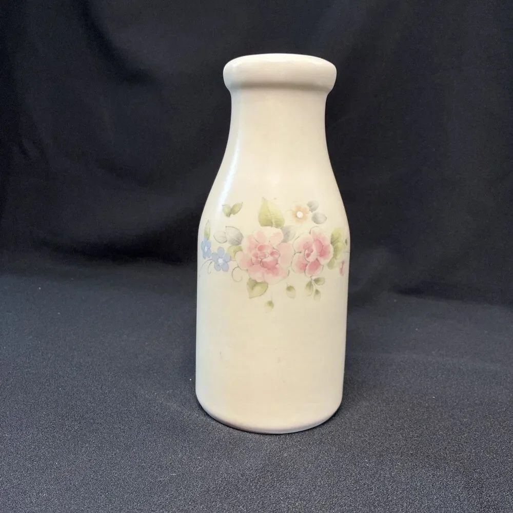 Vtg Pfaltzgraff Tea Rose Milk Bottle Vase Carafe Jug Stoneware 8